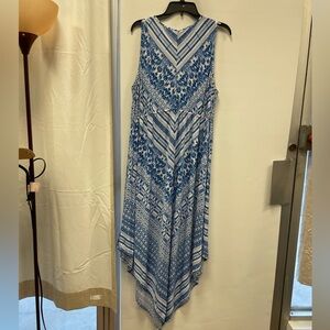 Style & Co. Blue and White Geometric Dress